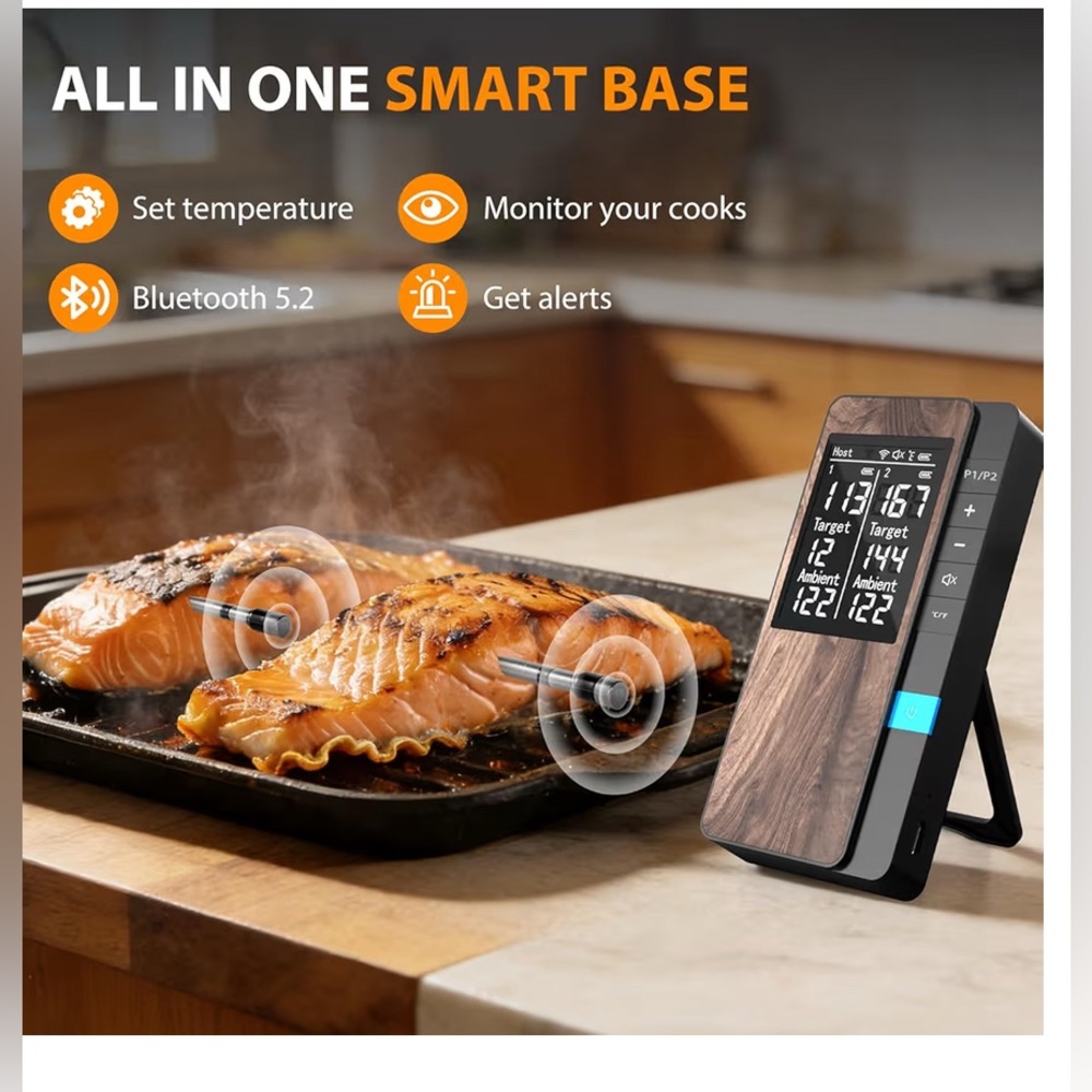 AI Smart Wireless Meat Thermometer, 10X Enhanced Signal and Stability